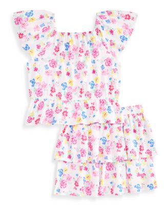 Girls' 12M-5T Ditsy Floral-Print Top & Skirt, 2-Piece Set