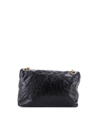 Large Monaco Chain Flap Shoulder Bag Leather