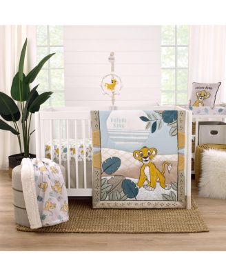 Disney Lion King Teal, Sage, White and Gold Simba Future King Cotton Photo Op Fitted Crib Sheet