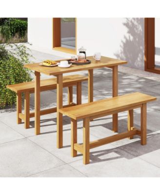 Teak Wood Patio Bench for Porch, Garden, and Poolside