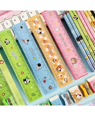 5PCS Cartoon Pencil Stationery Set, Eraser, Ruler, Pencil Sharpener and 2 Pencils