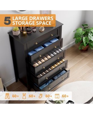 5 Drawer Dresser, Wooden Chest of Drawers for for Office