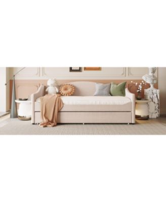 Teddy Fleece Twin Size Upholstered Daybed With Light
