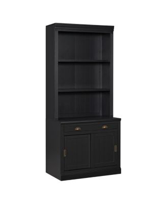 LED Lighting Bookshelf Suite with Sliding Doors & Drawers, White