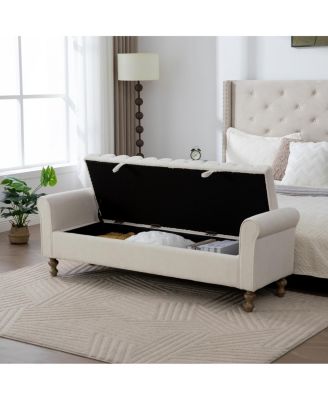 Modern Upholstered Storage Bench - Beige