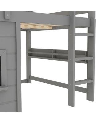 Streamdale Loft Bed with Slide, Bookshelf, Safety Rails