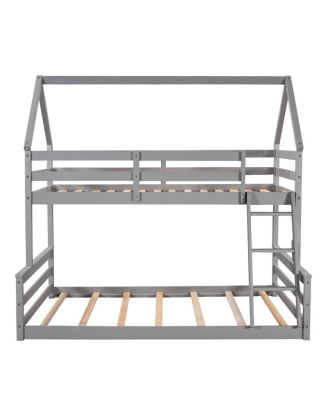 Twin over Full House Bunk Bed with Built-in Ladder