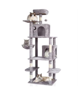 68.5" Cat Tower with Cat Condos Scratching Post in Light Grey