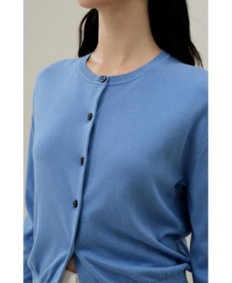Women's Round-Neck Silk Cashmere Cardigan