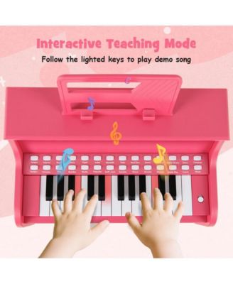 Kids Digital Piano Keyboard with Lighted Teaching Mode and Bench for Musical Learning