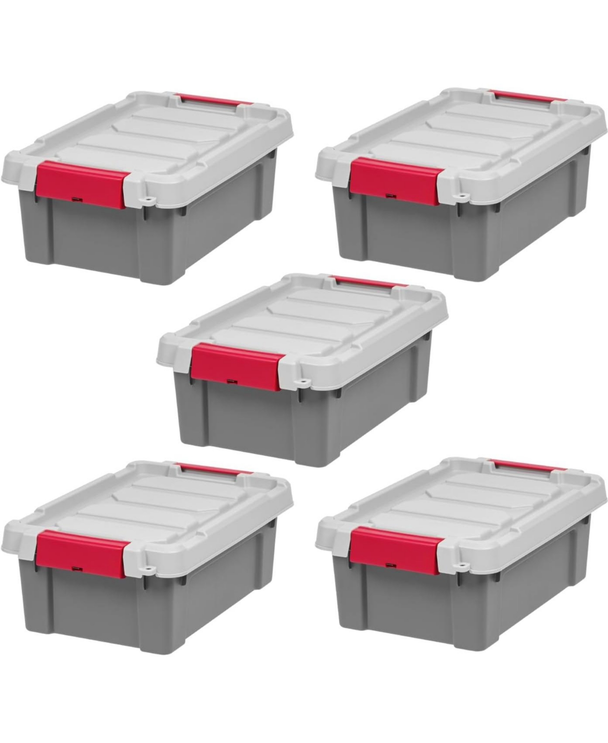 Iris Usa 3-Gallon Lockable Storage Totes with Lids, 5-Pack Heavy-Duty Stackable Containers for Garage Organization
