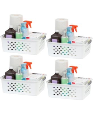 USA Medium Plastic Basket Storage, 4Pk, White