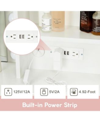 Modern Vanity Makeup Desk  Vanity Mirror Built-in Lights 4 Drawers for Bedrooms, Apartments, Easy to Assemble