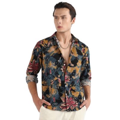 Men's Multicolour Artistic Flowers Shirt