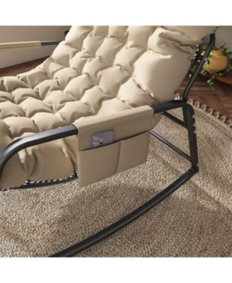 Rocking Chair with Storage, Cushions, Armrests - Indoor/Outdoor (Off White