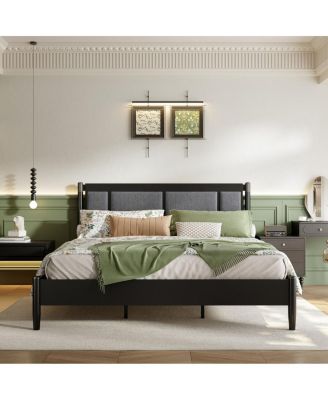  Solid Wood King Bed, No Box Spring Needed