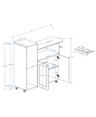 Ironing Cart with Rolling Board, Multipurpose Cabinet with Wheels & Shelf