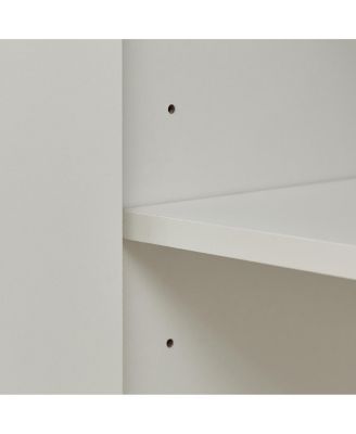 TV Cabinet Set: 113.5"W Wall Unit with 2 Sideboards, White/Walnut