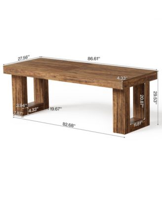 86.6 Inches Extra Long Dining Table, Rectangular Wooden Dinner Table for 2-6 People, Farmhouse Home Furniture with Sturdy Legs