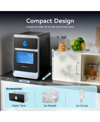 26lbs Per Day Portable  Crescent Ice Maker Countertop  in Black with Ice Scoop and Self-Cleaning