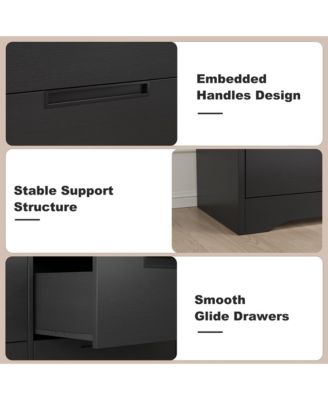 6 Drawer Dresser for Bedroom, Natural Modern Double Dresser Organizer