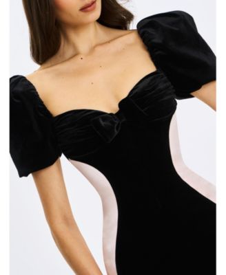 Women's Nova Black Contoured Sweetheart Puff Sleeve Mini Dress