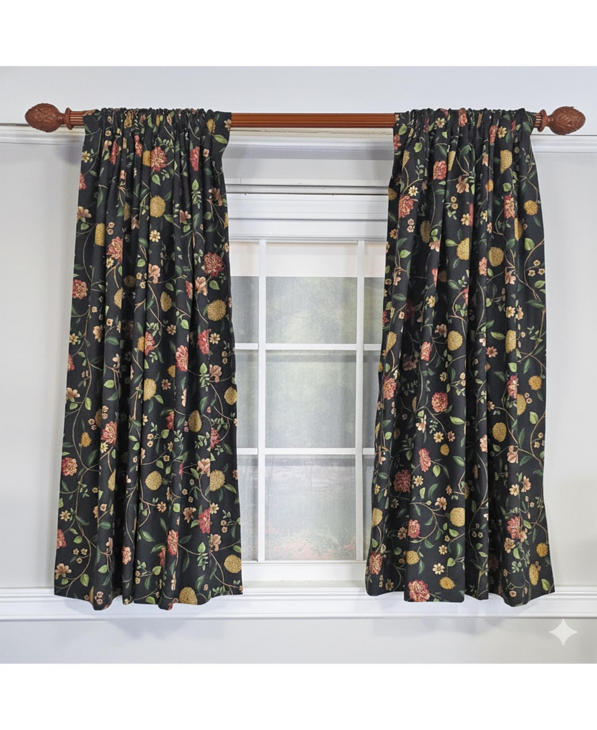 Rlf Home NightFall 100% Cotton Rod Pocket Window Curtain set of 2 Panels