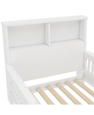 Twin Platform Bed with Storage Headboard & Pull-Out