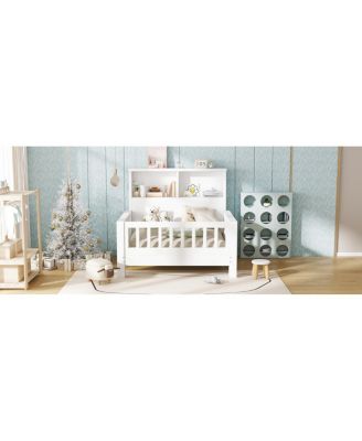 Twin Platform Bed with Storage Headboard & Pull-Out