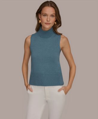 Women's Sleeveless Mock Neck A-Line Sweater