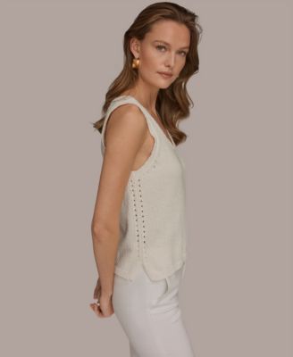 Women's Scoop Neck Pointelle Stitch Tank Top