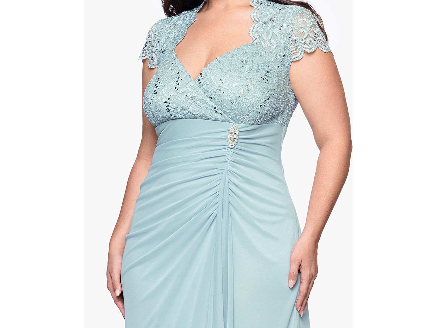 Женские платья B&A By Betsy and Adam Plus Size Sequined-Lace Ruched Gown, цвет: Шалфейный — фото 4