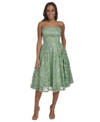 Women's Strapless Fit & Flare Midi Dress