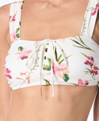 Women's Lace-Up Front Square Neck Swim Top image