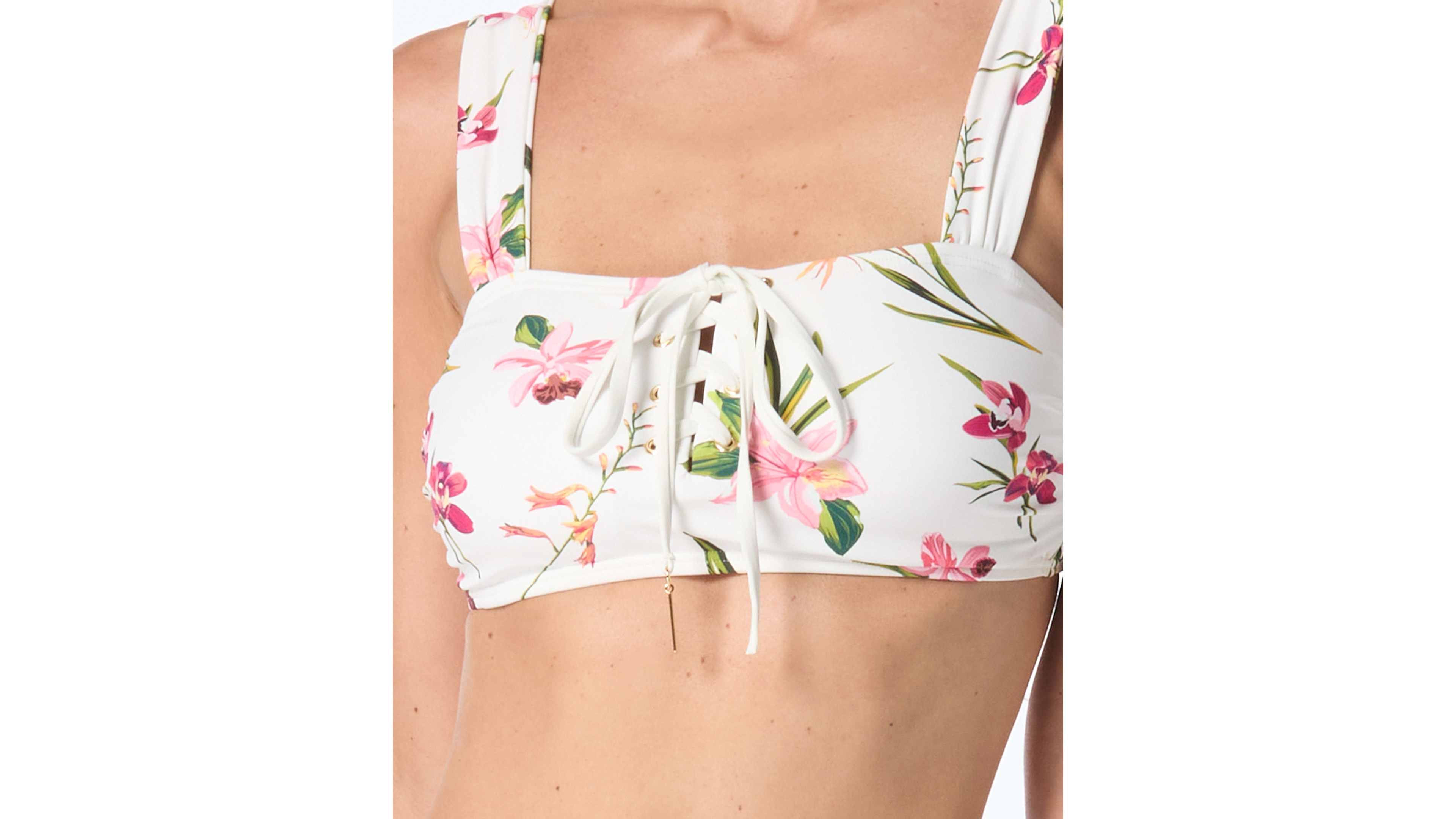 Vince Camuto Women's Lace-Up Front Square Neck Swim Top