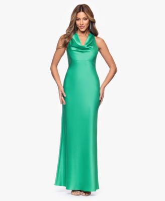 Women's Long Satin Cowl Neck Ball Gown