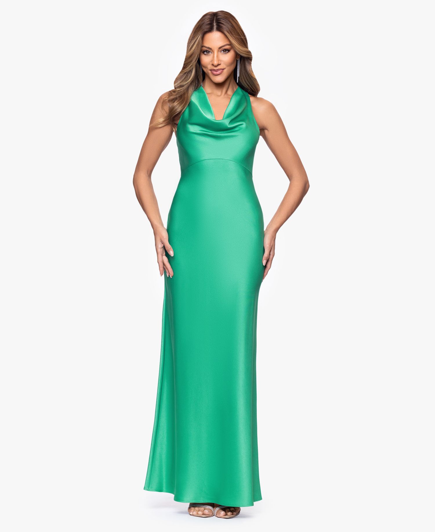 Women's Long Satin Cowl Neck Gown
