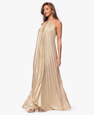 Women's Pleated Halter Neck Ball Gown