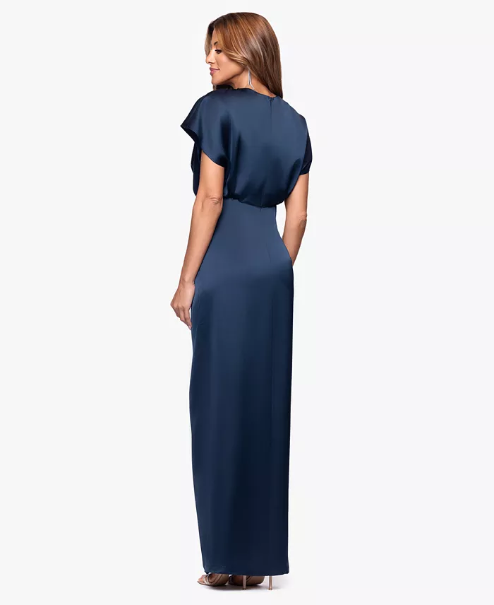 Women's Short Sleeve V-Neck Gown - thumbnail 4