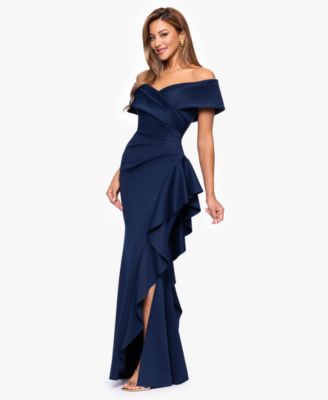 Women's Sweetheart Neck Side Ruffle Off-The-Shoulder Long Dress
