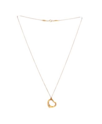 Elsa Peretti Open Heart 5 Diamonds Pendant Necklace