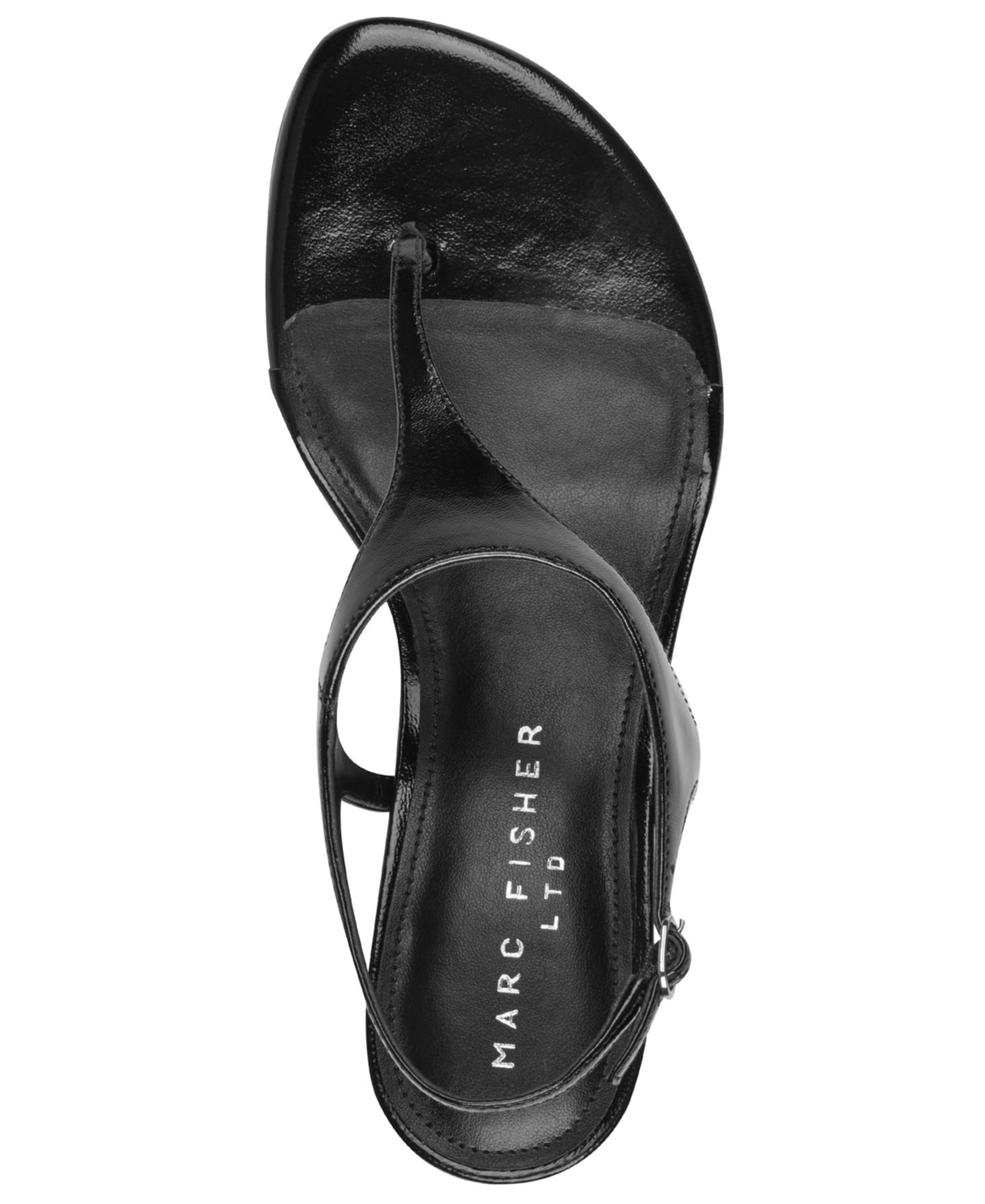 Женские сандалии Marc Fisher LTD Pelysa T-Strap Kitten Heel Dress Sandals, цвет: Чёрный кожаный — фото 4
