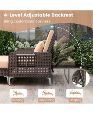 2-Piece Patio Rattan Daybed Set with Loveseat and Ottoman