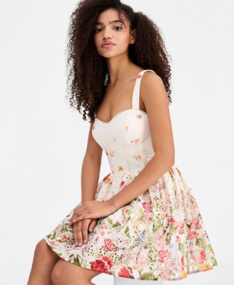 Women's Lace-Up Eyelet-Embroidered Dress