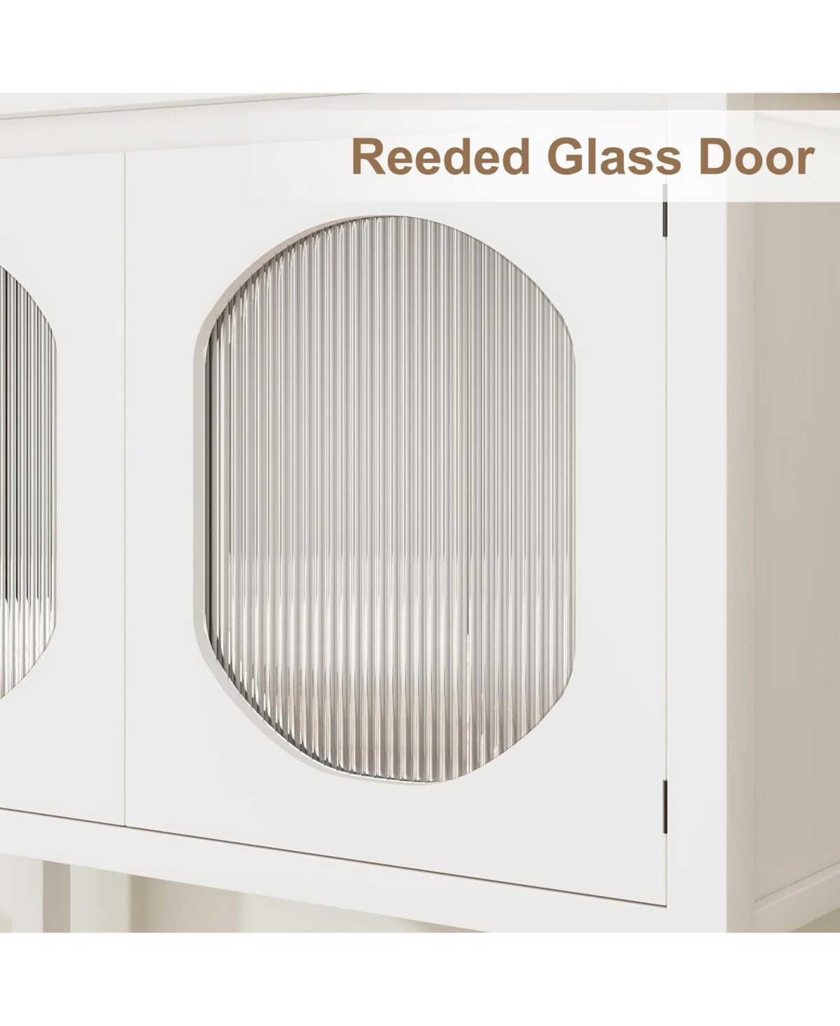 Gaomon Coffee Bar Cabinet, Storage Cabinet With 2 Reeded Glass Doors, Buffet Cabinet With Storage Shelf, Modern Buffet Sideboard Cabinet