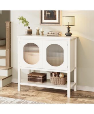 Coffee Bar Cabinet, Storage Cabinet With 2 Reeded Glass Doors, Buffet Cabinet With Storage Shelf, Modern Buffet Sideboard Cabinet