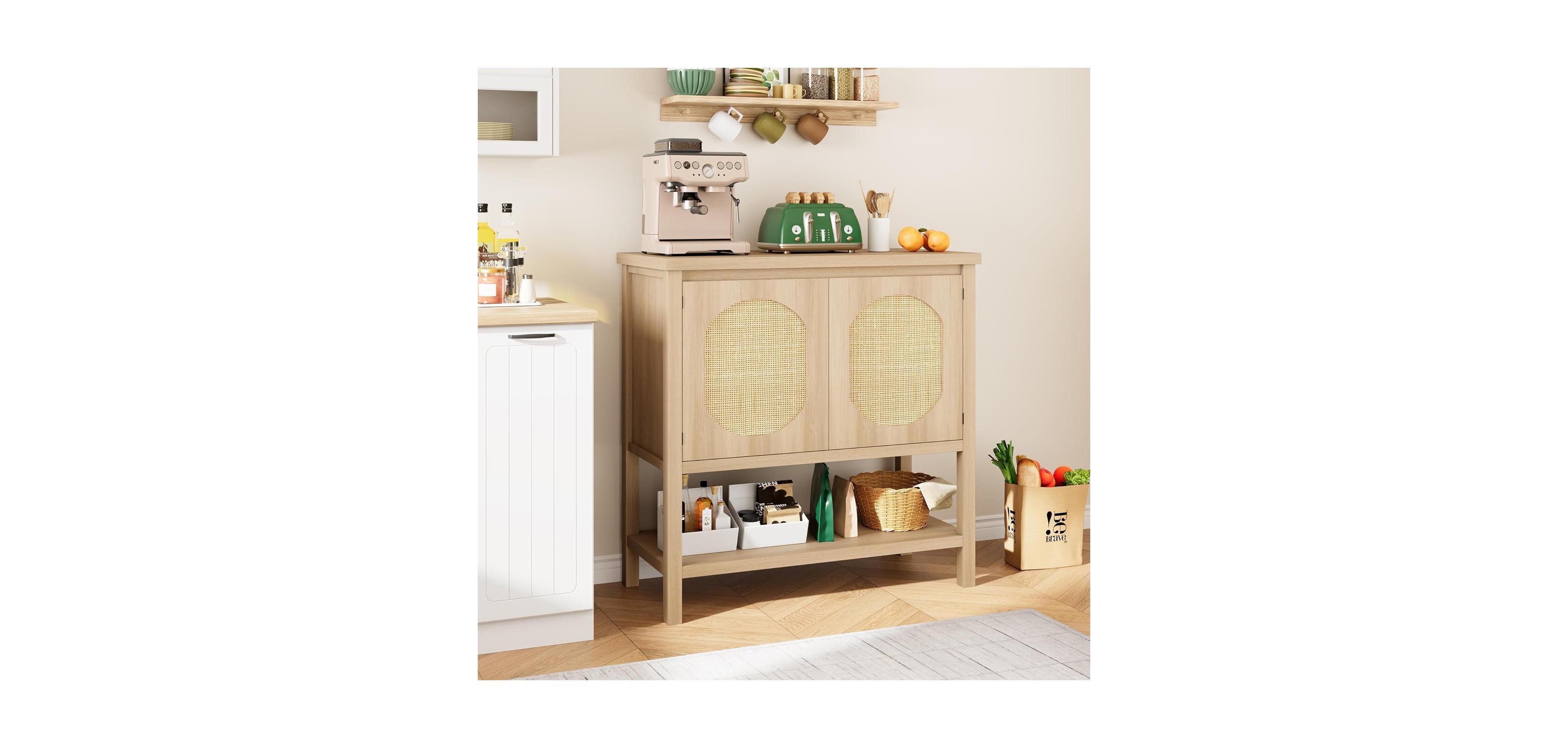 Gaomon Cabinet Sideboard Buffet Kitchen Storage Cabinet Cupboard Console Table Wood Coffee Bar Cabinet with Storage Shelf Liquor Accent Cabinet