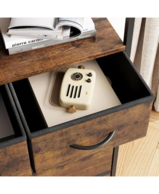 5 Drawer Dresser, Tall Dresser for Bedroom, Storage Organizer with Fabric Bins, Wood Top, Sturdy Steel Frame, Easy Pull Handle, Hallway