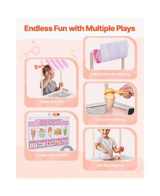 Kids Ice Cream Cart Playset with 20+ Accessories and Food Toys