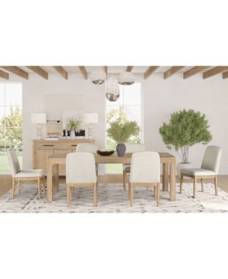 Marcel 7-Pc. Wood Rectangular Table and Upholstered Side Chairs Dining Set